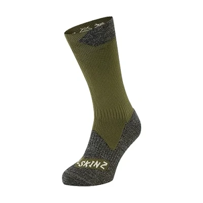Image of SEALSKINZ unisex Raynham Sock, Verde oliva/gris piedra.,