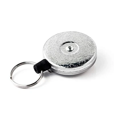 Image of KEY BAK Original SD Retractable Keychain, 36&quot; Cord, Chrome Front, Steel Belt Clip, 13 oz. Retraction, Split Ring
