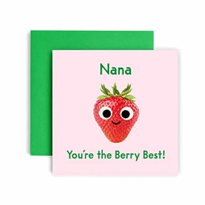 Image of Huxters Birthday Cards for Women You&#039;re the Berry Best Nana Happy Card Birthday, Mother’s Day with Lovely Pink Envelope Funny (Nana)