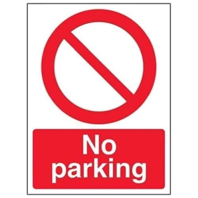 Image of V Safety No Parking Sign 150mm x 200mm Self Adhesive Vinyl