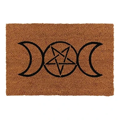 Image of Enchanting Natural Triple Moon Coir Doormat 2cm x W60cm (1 Pc.) Mystical Design, Durable Material Perfect for Halloween &amp; Everyday Charm