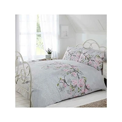 Image of Rapport Home Eloise Floral Blue King Duvet Cover Set