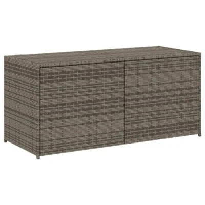 Image of vidaXL Grey Outdoor Garden Storage Box 283L Poly Rattan with Water Resistant Bag, Gas Spring Lid, and Robust Steel Frame