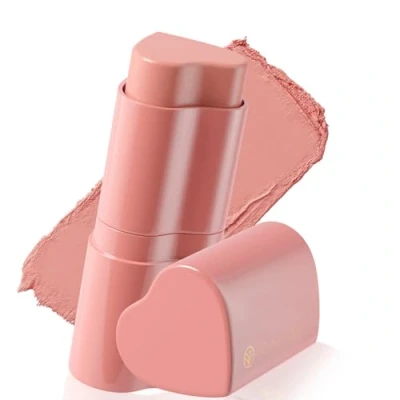 Image of Cream Blusher Stick Cheek Color With Easy Blend For Lips And Cheeks Multi Use Heart Shaped Makeup