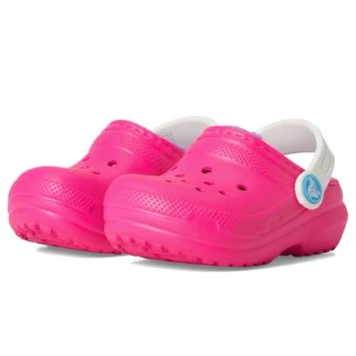 Image of Crocs Unisex Kids Classic Lined T Clog, Pink Crush Multi, 10 UK