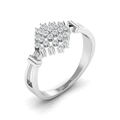 Image of LORDS JEWELS 0.19 ct Diamond Ring in 9k White Gold Rings for Women Engagement Wedding Birthday Gift Her Jewellery (Size J)