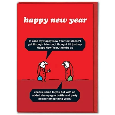 Image of Official Modern Toss Funny Christmas Cards &#039;New Year Emoji Card&#039; Hilarious Xmas for Friends Mates Him Her Men Women Mum Dad Sold by Brainbox Candy