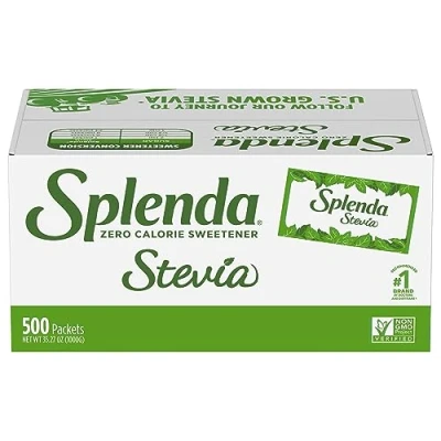 Image of SPLENDA Turals Stevia Sweetener Packets, 500 Ct Zero Calorie. 100% Natural, Nothing Artificial, Best Tasting Stevia, No Bitter Aftertaste. Taste Of Sugar Without The Calories.