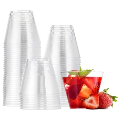 Image of MATANA 30 Clear Hard Plastic Cups, Tumblers for Cocktails, Champagne, Wine &amp; Desserts (255ml / 9oz) Weddings, Birthdays, Christmas, Parties Sturdy Reusable