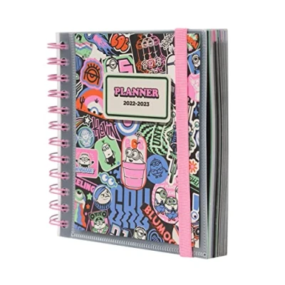 Image of Grupo Erik AEEDPM2218 Minions Diary 2022 2023, Back To School, Academic Day Page, August 2022, June Mid Year 2023 With Stickers, Gift, 11 Months