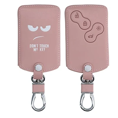 Image of kwmobile Key Cover Compatible with Renault 4 Button Car (only Keyless Go) Faux Leather Fob Protector White/Rose Gold