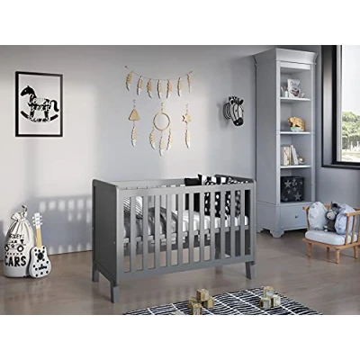 Image of Love For Sleep Francis Wooden Baby Cot Bed 120x60cm with FREE Deluxe Aloe Vera Mattress (Grey)