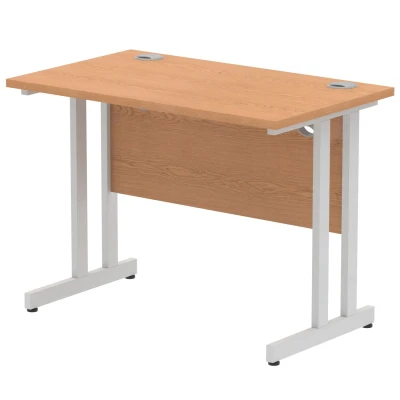 Image of Impulse 1000 x 600mm Straight Desk Oak Top Silver Cantilever Leg MI002647