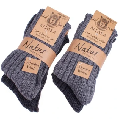 Image of BRUBAKER Unisex Alpaca Wool Socks for the Cold Winter Days Greys EU 35 38 / UK 2 5 Pack of 4