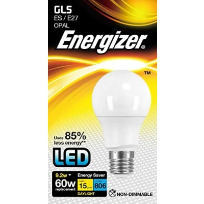 Image of Energizer LED GLS Traditional Energy Saving Daylight Lightbulb, E27, 9.2 W, Warm White