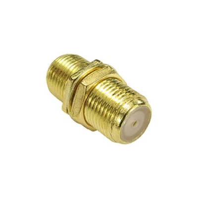 Image of Ex Pro F Type Connector Female to Coupler, RG6 Coaxial Cable Extension Adapter Joiner Gender Changer, Gold