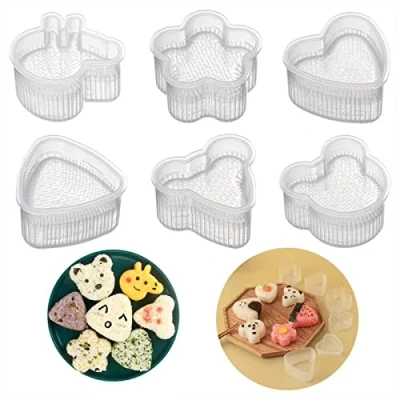 Image of YEELIKE Pack of 7 Rice Balls Mould, Sushi Tools for Onigiri Triangular DIY Maker Reusable Mould with Paddles Kitchen Party