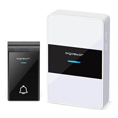 Image of Wireless Doorbell Battery Operated, Aigostar Waterproof Door Bells Cordless, Chime Kit with 1 Receiver, Portable Ring Bell up to 150M Range, 3 Level Volume, 36