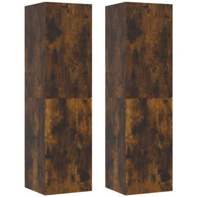 Image of vidaXL Wall mounted TV Cabinets 2 pcs Smoked Oak 30.5x30x110 cm