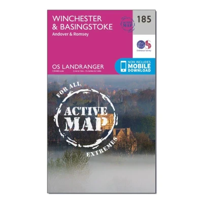 Image of Landranger Active 185 Winchester &amp; Basingstoke, Andover Romsey Map With Digital Version