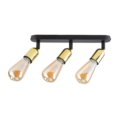 Image of Top Ceiling Spotlight Bar Black, Gold 3xE27