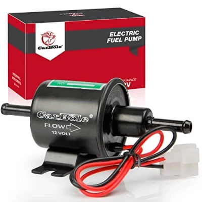 Image of CarBole Electric Fuel Pump 2.5 4 PSI,HEP 02A,Universal Petrol Fit for Diesel and Gasoline,Pure Copper Wire,8mm Inlet Outlet Size Compatible with 12V Devices (Black)