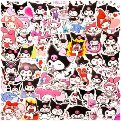 Image of Stickers 100pcs Kuro m Stickers, Sanri Sticker for Party Bags Waterproof Vinyl Cartoon Water Bottles Laptop Luggage Scrapbook Guitar