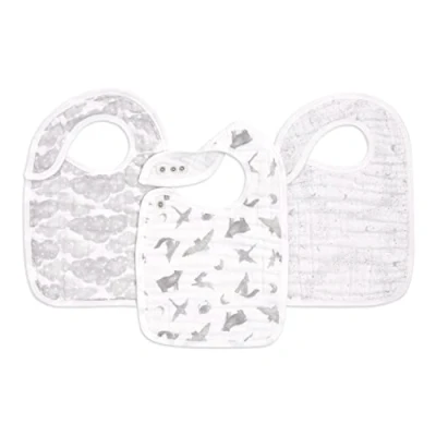 Image of aden + anais Snap Baby Bib, 100% organic cotton muslin Muslin, 3 Layer Burp Cloth, Super Soft &amp; Absorbent for Infants, Newborns and Toddlers, Adjustable with Snaps, Pack, map the stars, 23 x 31cm