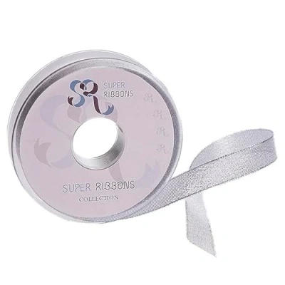 Image of SR Super Ribbons®™ Full Reel 12mm Double Faced Satin Ribbon, 20 Metres on Silver(Lurex)