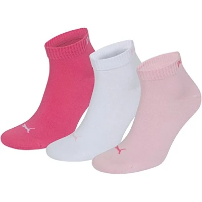 Image of Puma Quarter Sock (3 Pairs) Pink Lady, UK 2.5 5