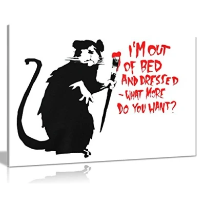Image of Banksy Graffiti Out Of Bed Canvas Wall Art Picture Print (30X20)