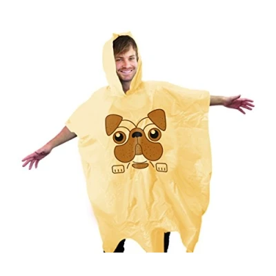 Image of Gift Republic Pug Poncho. Cute Festival Waterproof Rain Cover.