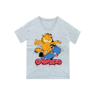 Image of Garfield T Shirt Funny Cat Tshirt Novelty Boys Short Sleeve Boys&#039; Shirts Grey 8 9 Years