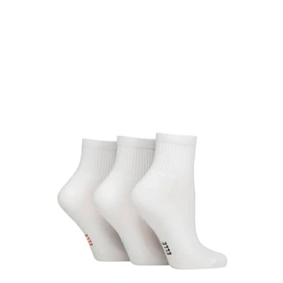 Image of Elle Women&#039;s Half Cushion Socks Soft Breathable Bamboo Material for Sports, Anklet, Plain with Stripes, Size 4 8, Pack of 3 White