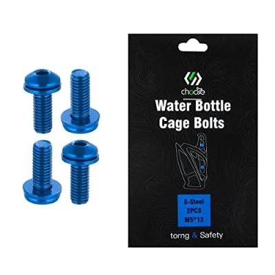 Image of Chooee Water Bottle Cage Bolts M5 x 12mm,4pcs Holder Screws for MTB,Mountain Bike,Road Bicycle Black Blue