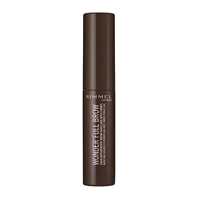 Image of Rimmel London Wonderâ™Full Brow 24HR Waterproof Gel, with Fibres for Plump Thick Brows, Dark, 4.5 ml (Pack of 1)