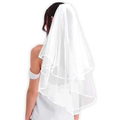 Image of Lovunshou Bridal Veil Wedding Vails Women&#039;s Simple Short Veils with Comb for Brides Shower Bachelorette Hen do Night Party Chucky Costume Halloween Girls First Communion (Ivory)