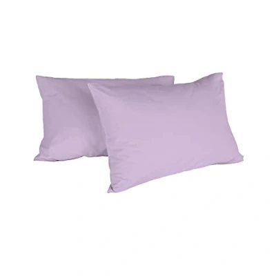 Image of Italian Bed Linen Max Couple of Plain Color Pillowcases, 100% Cotton, lillac, 52x82cm