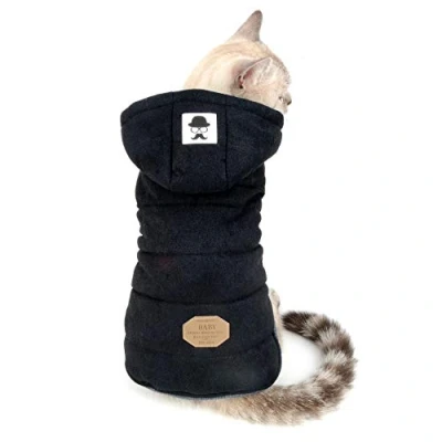 Image of SELMAI Winter Coats for Small Dog Cat Puppy Hoodies Pet Clothes Jacket Chihuahua Yorkie Walking Outdoor in Cold Weather Black L
