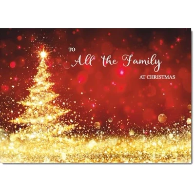 Image of doodlecards To All The Family Christmas Card Gold Abstract ChristmasTree Large A4 Size for with Plain Envelope