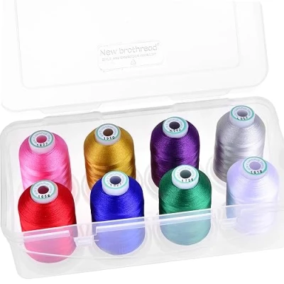 Image of New brothread 15 Options 8 Snap Spools of 1000m Each Polyester Machine Embroidery Thread with Clear Plastic Storage Box for &amp; Quilting Christmas Colour