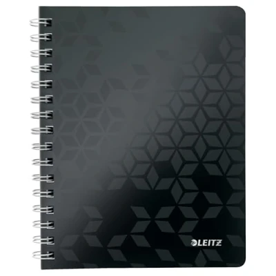 Image of Leitz A5 Flexible Cover Notebook, Black Wire Bound, 80 Sheets, Ruled, 90 gsm Ivory Paper, Wow Range