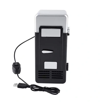 Image of Mini Fridge, Drinks Beverage Cans Refrigerator and Heater USB Fridge Portable for Car Hotel Travel Home Office(Black)