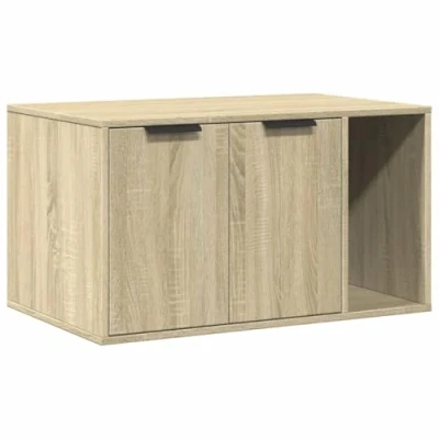 Image of vidaXL Cat Litter Box Enclosure/House/End Table Sonoma Oak Engineered Wood 80x50x45 cm Versatile Pet Furniture/Side Table/Storage Cabinet