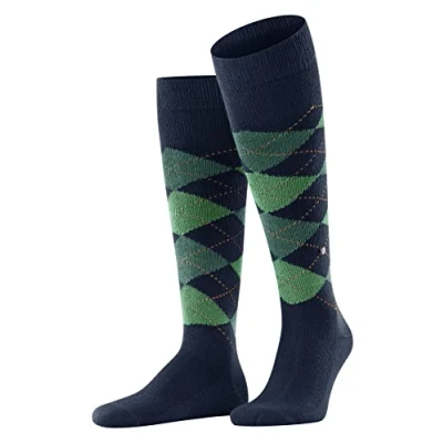Image of 1 Pair Navy / Green Preston Soft Acrylic Knee High Socks Men&#039;s 6.5 11 Mens Burlington