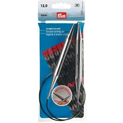 Image of Prym Circular Knitting Needle, Brass, Silver, 12 mm