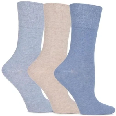 Image of Women&#039;s 3 Pair Gentle Grip Eva Plain Cotton Socks Denim 4 8 Ladies