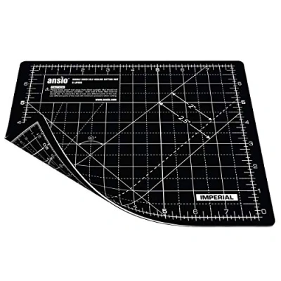 Image of ANSIO Craft Cutting Mat Self Healing A5 Double Sided 5 Layers Quilting, Sewing, Scrapbooking, Fabric &amp; Papercraft Imperial/Metric 8 inch x 7 / 22 cm 18cm Black/Black