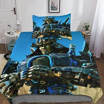 Image of KRIVS Transformers Duvet Cover Bedding Set,3D with Pillowcases, for Soft Microfiber Quilt Zipper Closure 3 Piece Set Single（135x200cm）