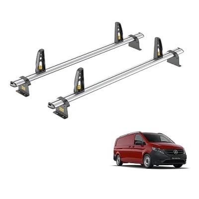 Image of Van Guard Roof Rack for Mercedes Vito (2014+) 2 Aluminium Bars &amp; 4 Load Stops VG264